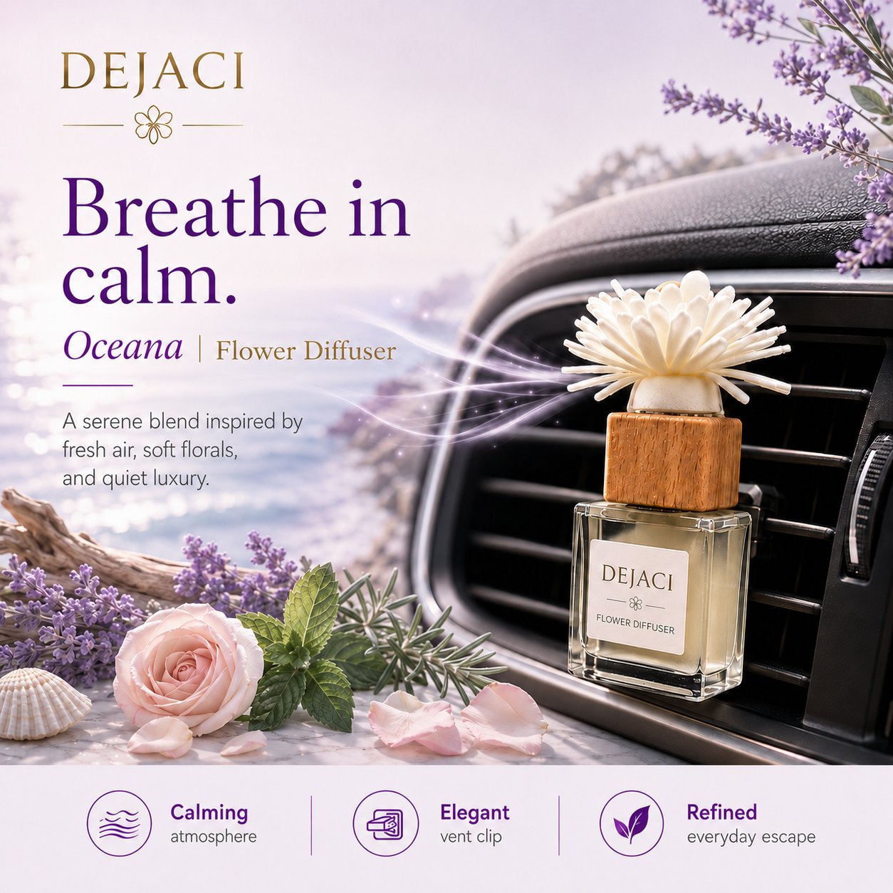 DEJACI Car Vent Flower Diffuser – Oceana