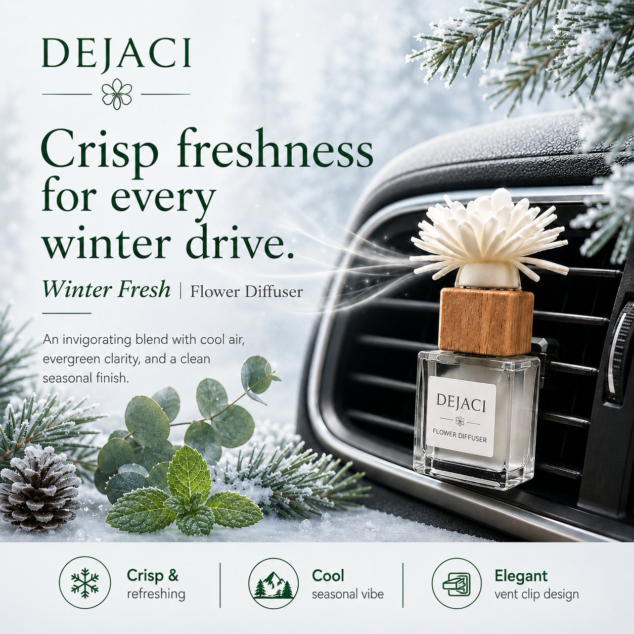 DEJACI Car Vent Flower Diffuser – Winter Fresh