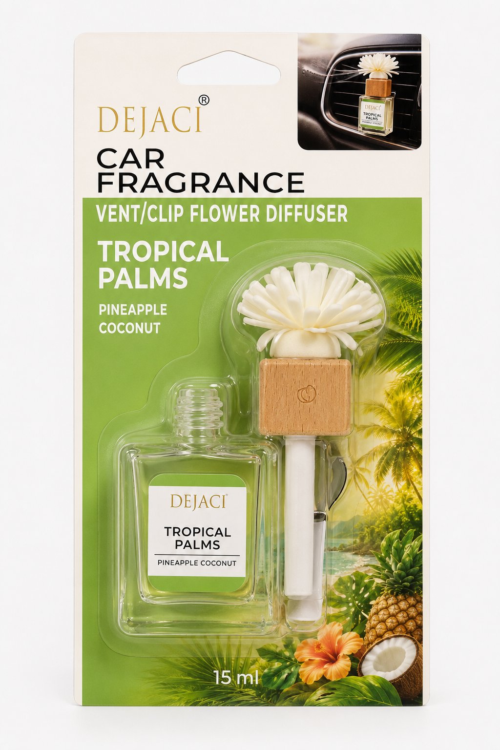 DEJACI Car Vent Flower Diffuser – Tropical Palms - Image 2